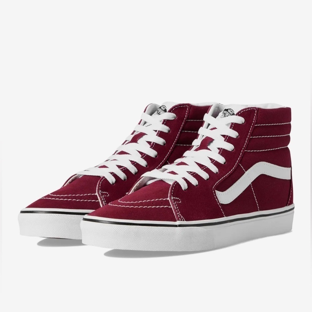 VANS SK8 HIGH TOP BURGUNDY SIZE 13 UNISEX
CANVAS SKATE SHOES